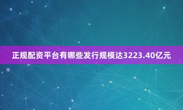 正规配资平台有哪些发行规模达3223.40亿元