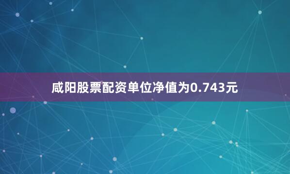 咸阳股票配资单位净值为0.743元